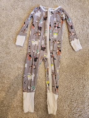 Little Sleepies Gray Cat Print Pajama Onesie 6-12mos.